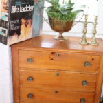 Wood 3 Drawer Chest, Portable Fire Ladder, Brass Candlesticks And Copper Planter