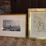 Pair Of Black And White Framed Prints Include Venice Gondolas And Birth Of Pyrrhus