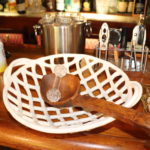Lot Of Bar Accessories Include Vintage Brass Wine Opener, Ice Bucket And Ceramic Pretzel Bowl