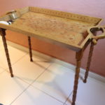 Small Inlaid Wood Side Tray Table