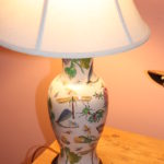 Pair Of Whimsical Porcelain Lamps With Flying Insects