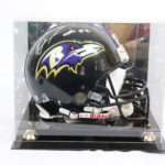 Ray Lewis # 52 Baltimore Ravens Autographed Helmet With Collector's Case And COA By Cardboard Memories