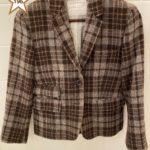 Woman's Black Fleece Brown Plaid Wool Blazer/Jacket Size Small