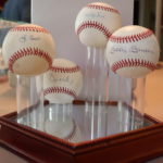 NY Yankees Legends Autographed Baseballs, Mantle, Ford , Berra, Mattingly In Baseball Diamond Collector's Case