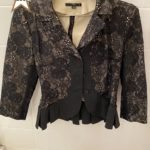 TF-Teenflo Blouse, Black Lace Outer, Lined With Peplum Waist Size 6