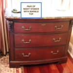 Pair Of Nightstands With Marble Top And 3 Drawers