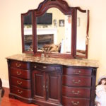 Large Wood Dresser With Marble Top And Mirror