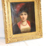 Signed Antique Self Portrait Oil Painting