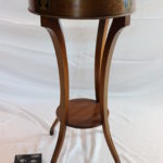 Round Wood Occasional Table With Inlaid Legs And Banded Top