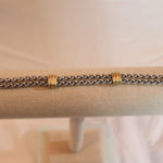 David Yurman Signed Woven Double Strand Bracelet With 18K YG Accent Rings