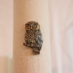 Vintage Sterling Owl Pin With Stones On Wings & Eyes