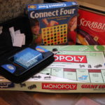 4 Games Monopoly Giant Edition , Connect 4, Scrabble Jr., Boggle