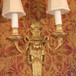 2 Empire Style Brass/Bronze Wall Sconces, Electrified