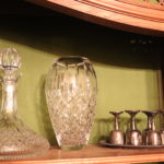 Waterford Decanter And Vase With 6 Kiddush Cups On Tray