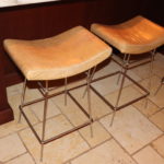 3 Contemporary Leather & Metal Stools
