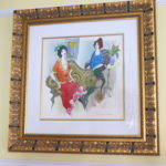 Signed Tarkay WaterColor In Beautiful Gold Frame 31" L X 29" W