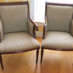 Pair Of Custom Upholstered Mahogany Arm Chairs By Southwood Furniture Corp