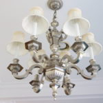 Colonial Style 6 Arm Chandelier With Dipped Pewter Finish