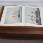Drexel Bookstand With Book Of Nautical Paintings By The Peabody Museums