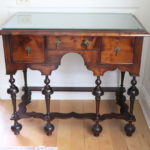 Antique Low Boy Mid 1800's With Brass Detail And Protective Glass Top