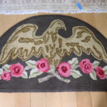Vintage Eagle And Rose Signed Woven Hook Rug Signed By LH