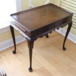Antique 1938 Signed Kittinger Walnut End Table With Pull Out Extension