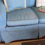 3 Seat Blue Cloth Sofa
