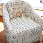 Blue And White/Cream Swivel Chair
