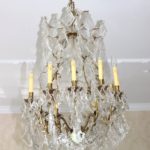 Elegant Brass Maria Theresa Style Chandelier With 10 Arms And Etched Crystal