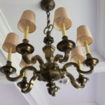 Vintage Brass Chandelier With 6 Candlestick Arms