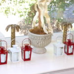 assorted red and white lanterns
