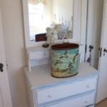 Blue And White Custom Painted 3 Drawer Chest And Mirror