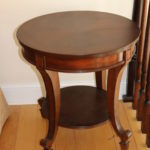24" Round Brown Mahogany Finish End Table With Bottom Shelf
