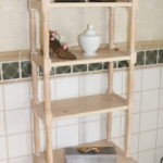 Tall Wood Shelf From Lexington Furniture With Decorative Items, Loose Leg