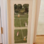 Signed Richard Elloward Lithograph Doubles Tennis In Decorative White Frame
