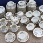 Large Lot Of Blue Bonnet Montmery Haviland France Cups And Saucers