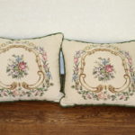 Pair Needlepoint Floral Pillows