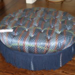 Tufted Ottoman/ Pouf/ Seat With Fringe
