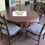Round Dark Stained Oak Dining Table And 6 Chairs