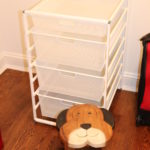 Metal Wire Shelf Utility Unit With Pull-out Drawers By ELFA & And Child Stool With Doggie Design