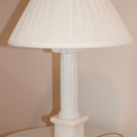 Pair Of White Marble Column Lamps And Shades
