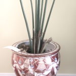 Faux Palm Leaf Plant In Decorative Ceramic Planter