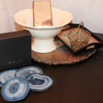 Group Ceramic Bowl, 2 Trays, Trinket Box, Small Wire Basket & 4 Blue Agate Coasters