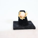 14K YG Ladies Cocktail Ring With Round Coral Size 7