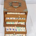 Vintage Mahjong - Ma Chong Set In Wood Case With Drawers, Bone And Wood Tiles