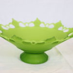 Large Green Satin Glass Vintage Bowl