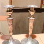 Pair Of Sterling Black Starr And Frost Weighted Candle Sticks With Monograms On Each