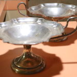 Pair Of Matching Sterling Candy Dishes With Pedestal Base With Monogram