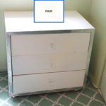 Pair White Contemporary 3 Drawer Nightstands