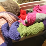 Box Filled With 4 Hand-crocheted Quilts In Nice Condition And Assorted Colors